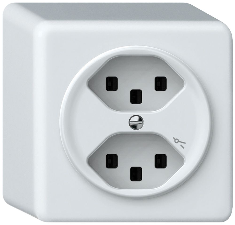 AP-Steckdose origin 2×Typ 23 1×S 16A 230V 88×88×54mm weiss