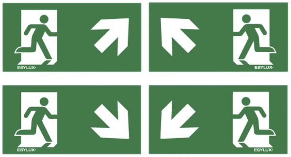 Set di pittogrammi ESYLUX SLF 30m freccia ad/as/bd/bs 150×300mm