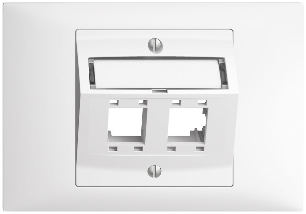 Kit de montage INC Edue BKE, avec capot de sortie oblique, pour 2×RJ45, blanc
