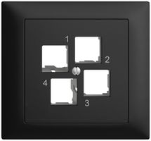 EB-Montageset EDIZIOdue FKE EASYNET S-One, für 4×RJ45, geradeauslass, schwarz