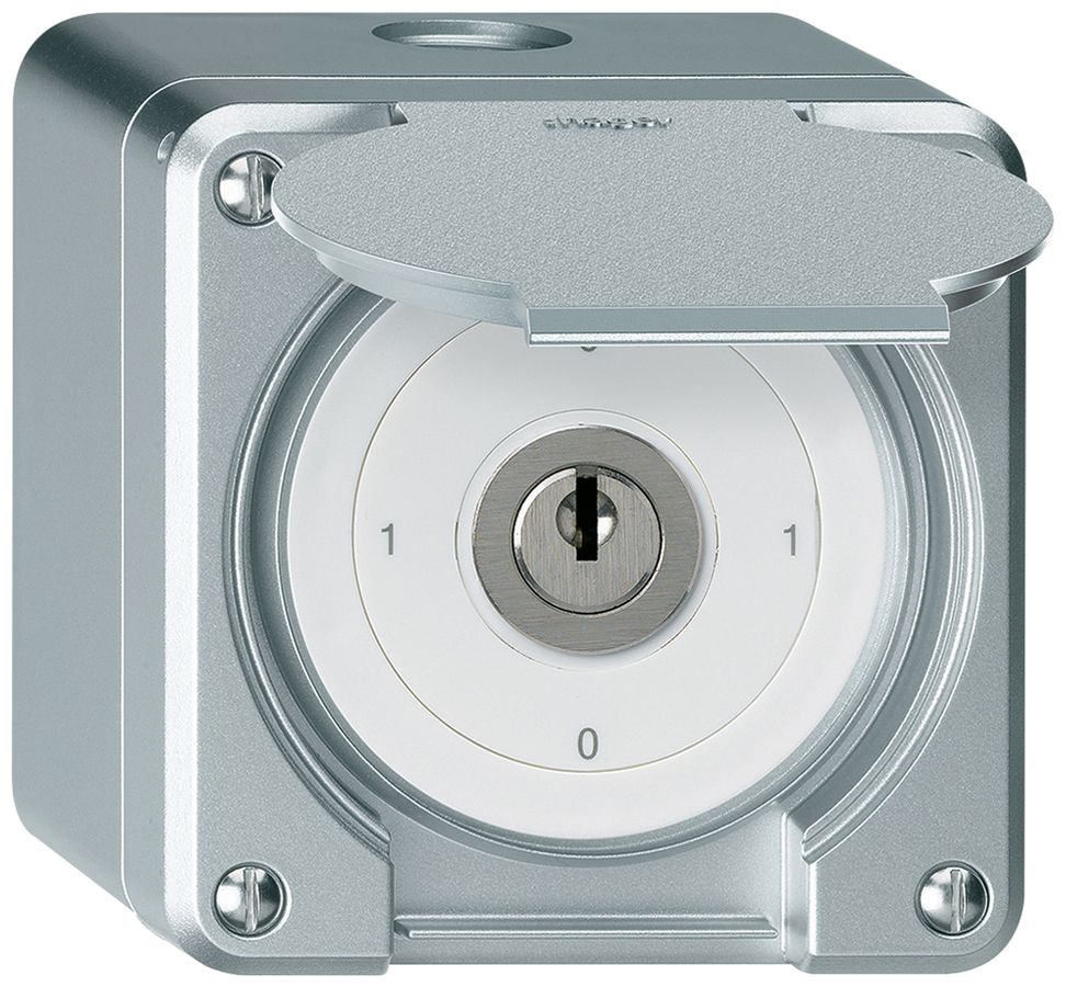 AP-Schlüsselschalter robusto IP55 mit Klappdeckel S0/1P aluminium