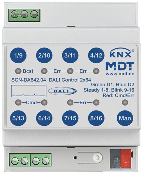 Gateway KNX/DALI AMD MDT SCN-DA642.04 2-can 64UM/canale 110…240VUC 4UM