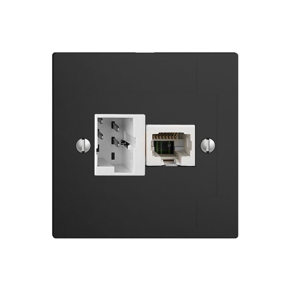UP-Anschlussdose 1×TT,1×RJ45/u 4P EDIZIOdue schwarz ITplus ITM