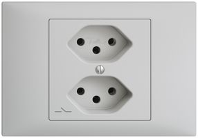 EB-Steckdose EDIZIOdue 2×T13 1×S hellgrau