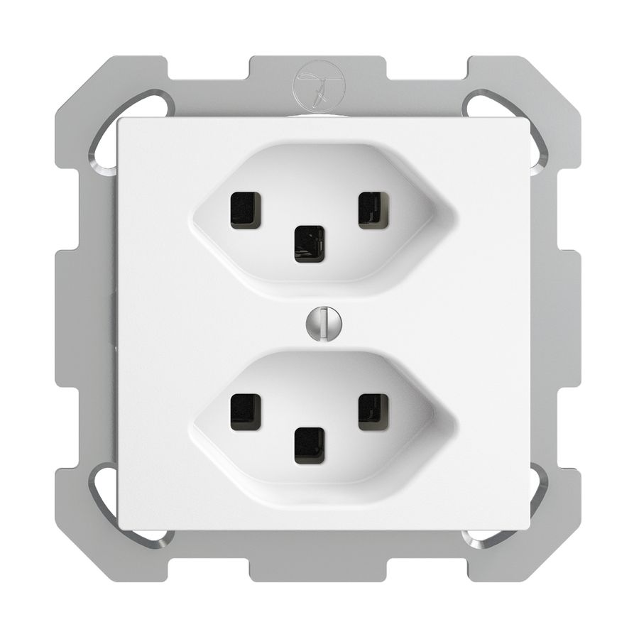 UP-Steckdose 2×T23 16A EDIZIOdue weiss, mit Steckklemmen