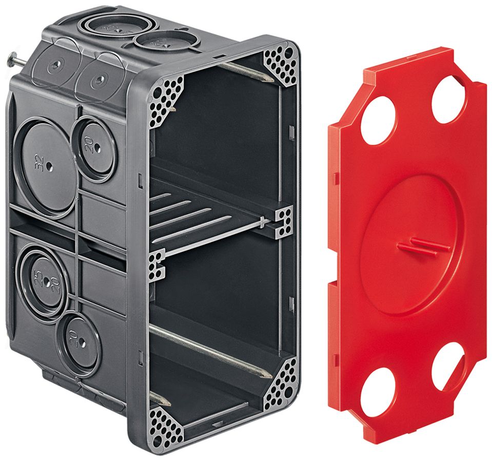 Einlasskasten HSB Vario 130×70×70mm 2×1 mit Nägel grau