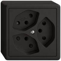 AP-Steckdose EDIZIO.liv SNAPFIX® 3×T13 mit Shutter sz