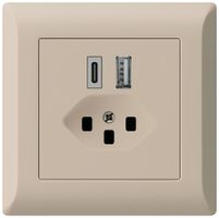 UP-USB-Ladesteckdose kallysto.line 18W PD 1×Typ A 1×Typ C T23 beige