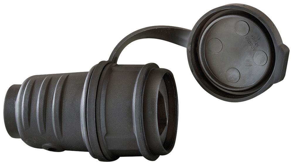 Prise mobile type 23 Brennenstuhl L+N+PE 16A 230V caoutchouc IP21 noir