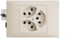 EB-Steckdose 3×T23 16A crema, 53mm EDIZIOdue, mit Steckklemmen