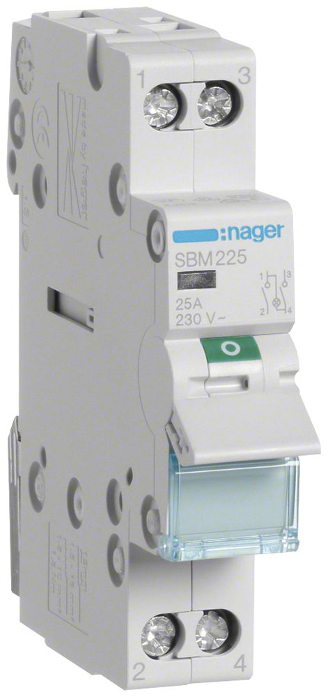 REG-Ausschalter Hager SBM 25A 230V 2 Schliesser 0 Öffner 1 Wechsler