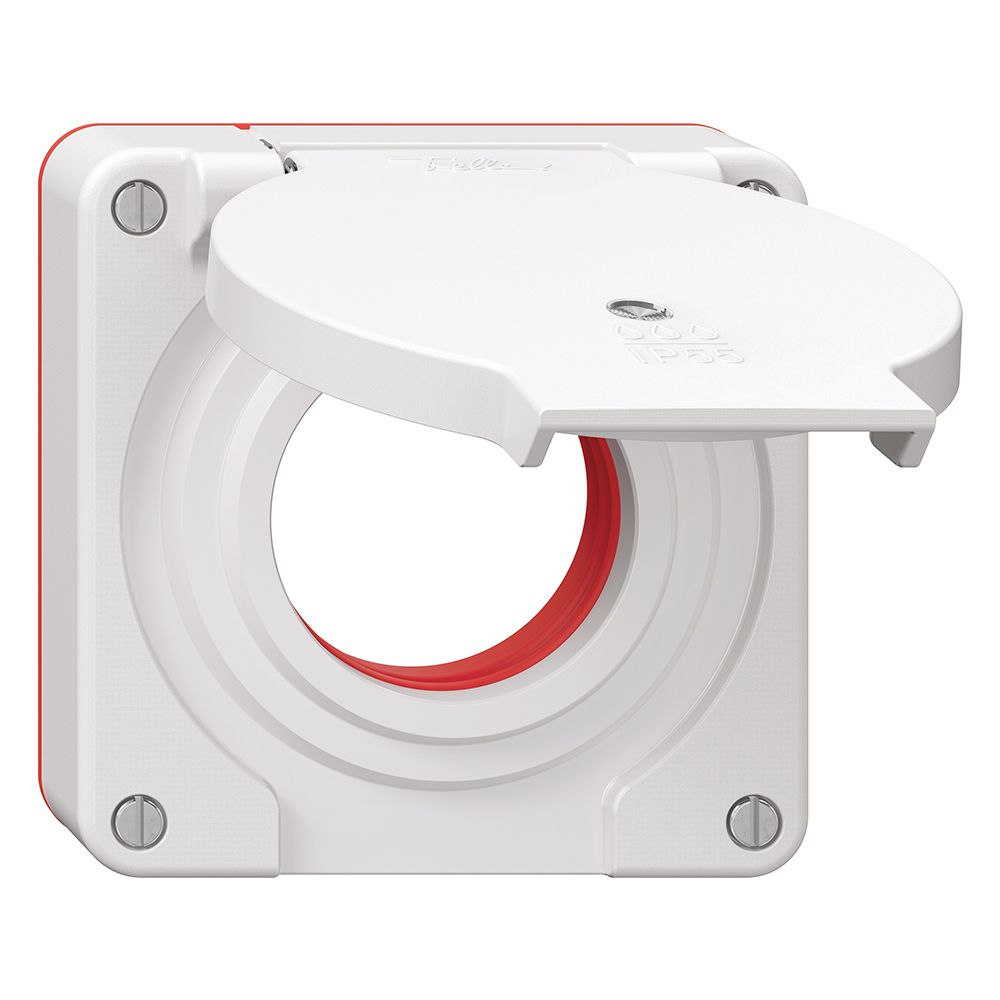 Deckel mit Klappdeckel NEVO Ø42mm für 1f-Steckdose bel. IP55 ws (Dicht.rt)