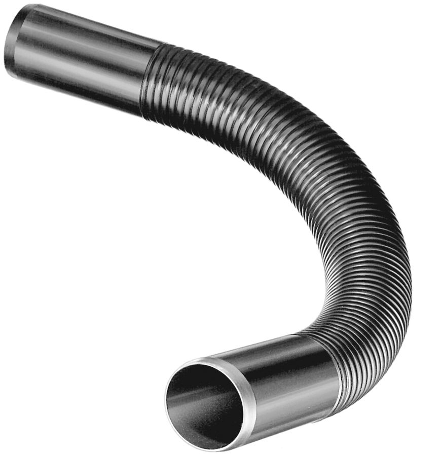 Bogen Symalit flexibel PE 90° kurz 72/60 schwarz r=760mm KRBF