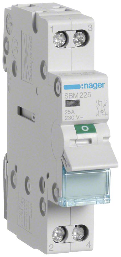 REG-Ausschalter Hager SBM 25A 230V 2 Schliesser 0 Öffner 1 Wechsler