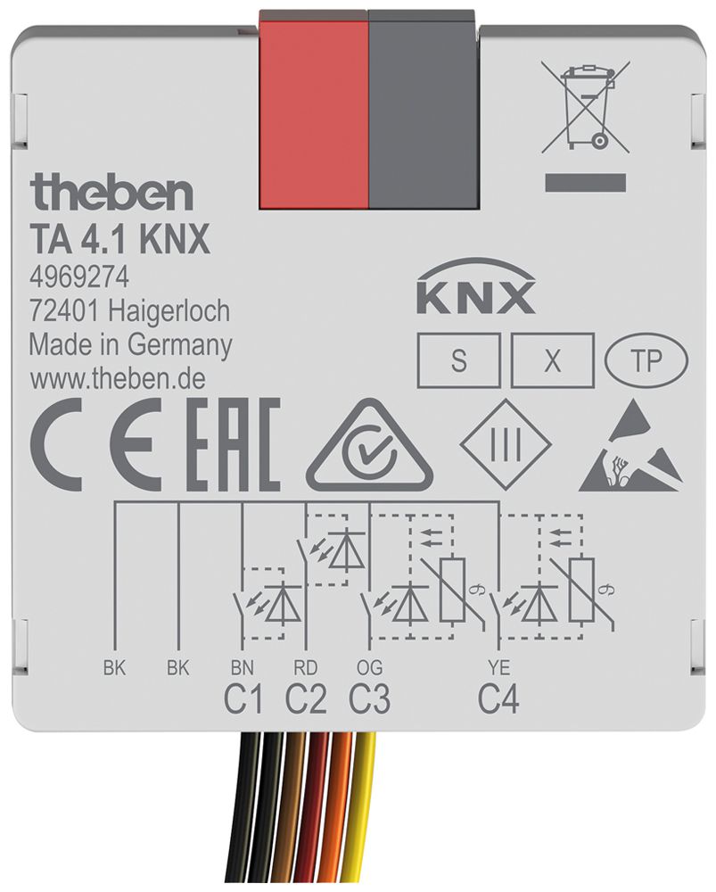 EB-Ein-/Ausgangs-Modul KNX Theben TA 4.1 4-Kanal 5VUC 38×37.3×12.4mm