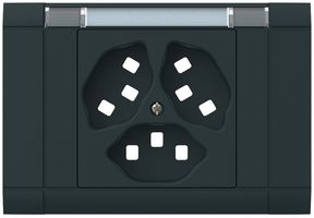 EB-Frontset kallysto, für EB-Steckdose 3×Typ 23, mit Bezeichnungsträger, schwarz