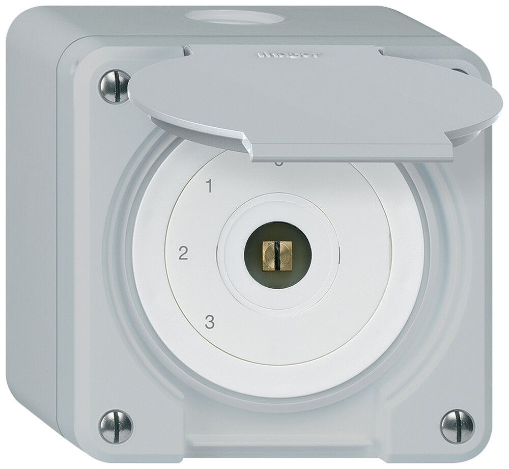 Interruttore a chiave quadrata con copertura AP robusto IP55 S5/1P grigio
