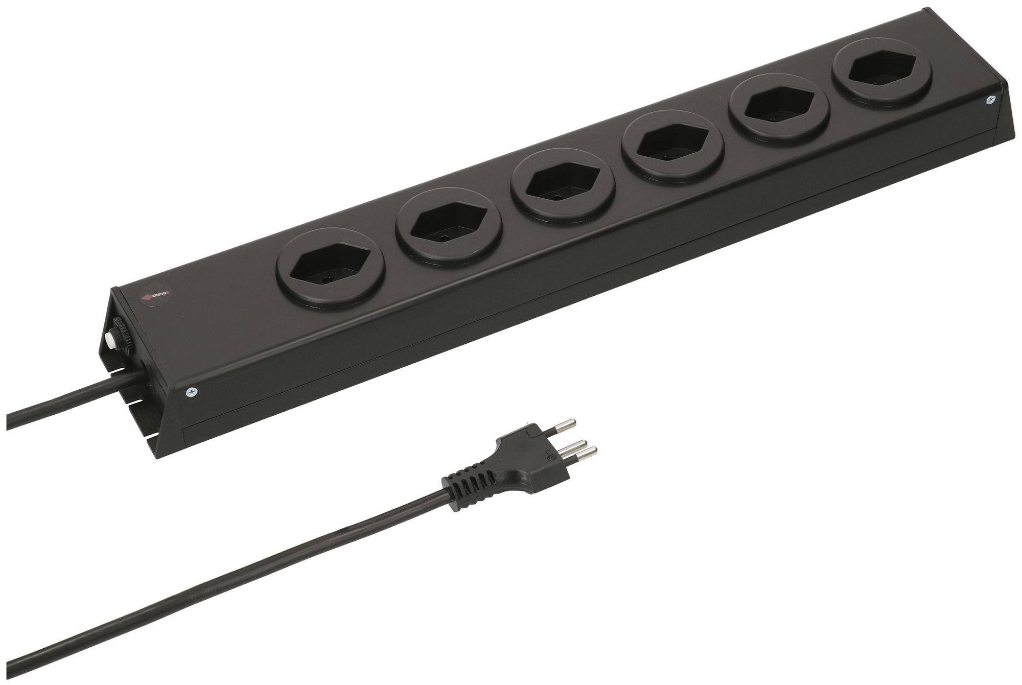 Prise multiple Max Hauri Power-Line 6×T13 Td 3×1mm² 1.5m noir