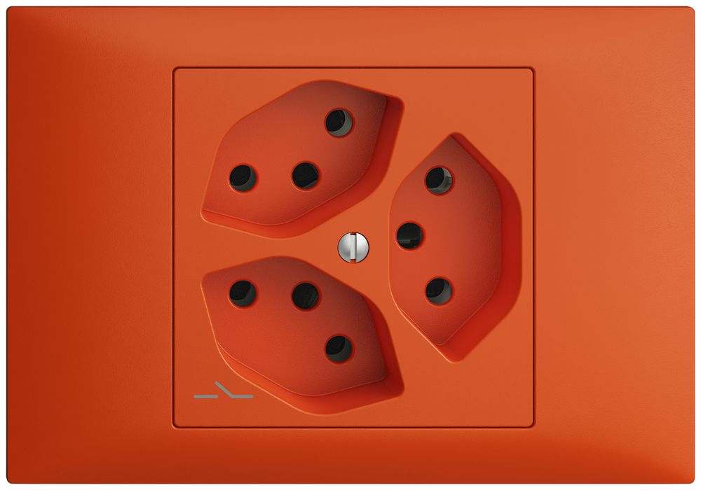 EB-Steckdose EDIZIOdue 3×T13 1×S orange