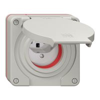 NUP-Steckdose NEVO, 1×T23, IP55 gemäss SN 441011, m.roter Dichtung, lichtgrau