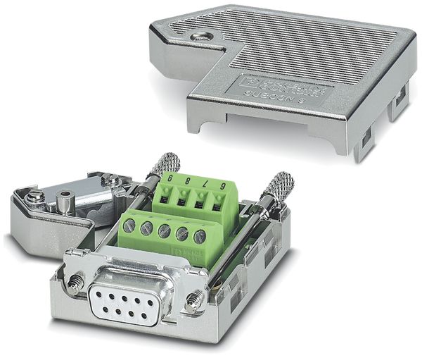 Buchse D-Sub 9L female geschirmt mit Schraubklemmen