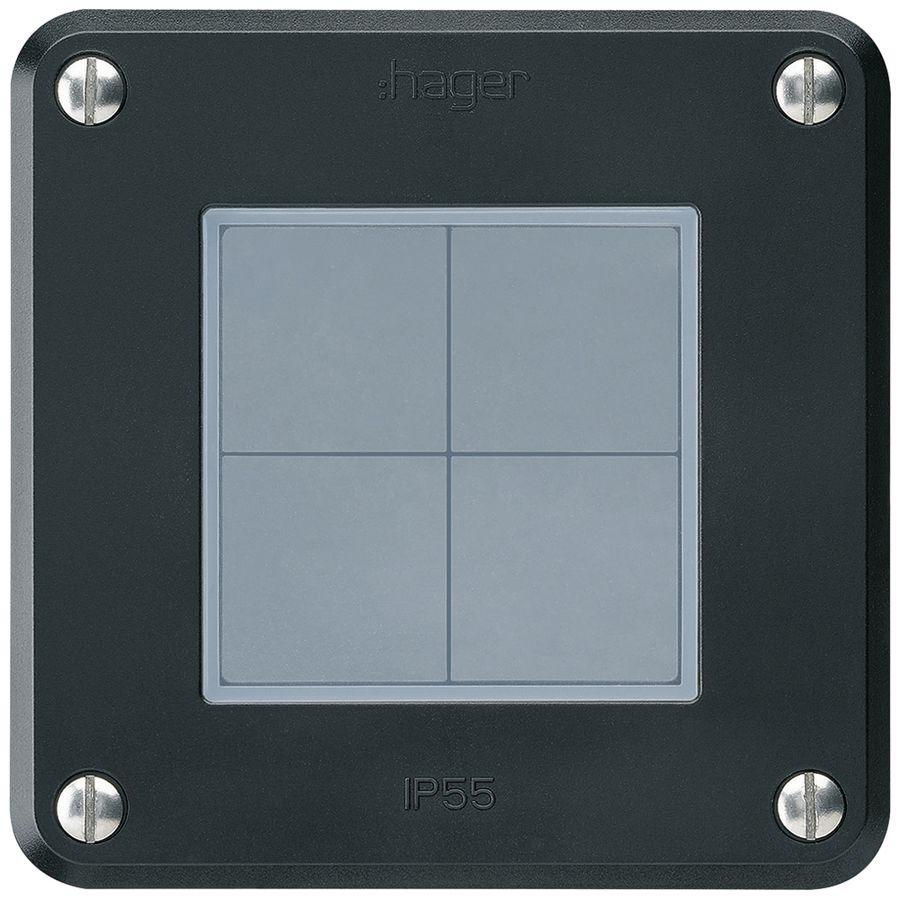 Pulsante KNX INC Hager BA robusto C quadruplo 86×86mm nero