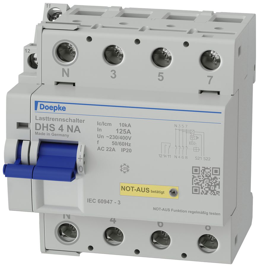 Sectionneur de charge avec ARRET D'URGENCE AMD Doepke DHS 4 NA 3LN 125A 10kA