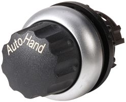 Drehknopf ETN RMQ Auto/Hand rastend schwarz, Ring verchromt