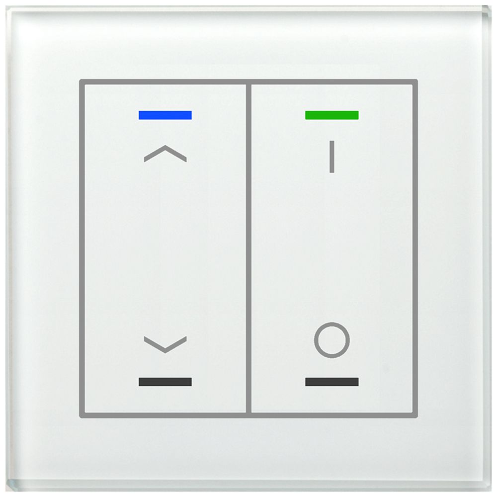 Poussoir KNX RGBW ENC MDT BE-GTL2TW.C1 2t/4a temp.verre blanc "jalousie"-"I/O"