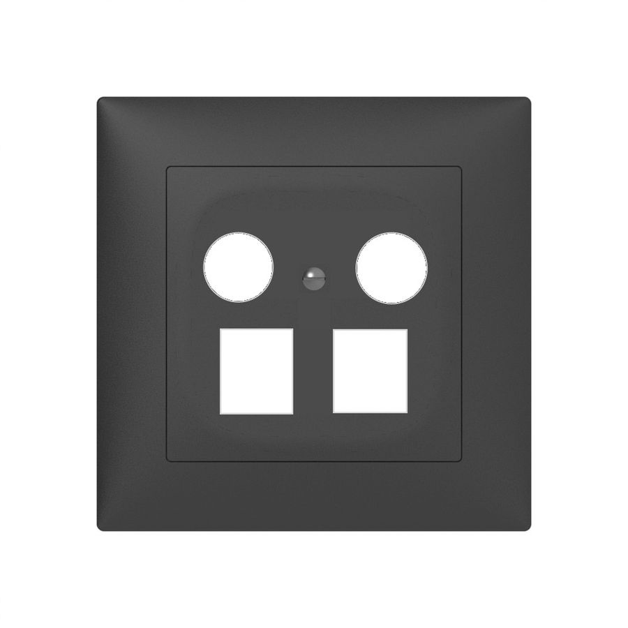 Kit frontal ENC SIDUS B anthracite pour R&M HWSforte 2×coax, 2×RJ45