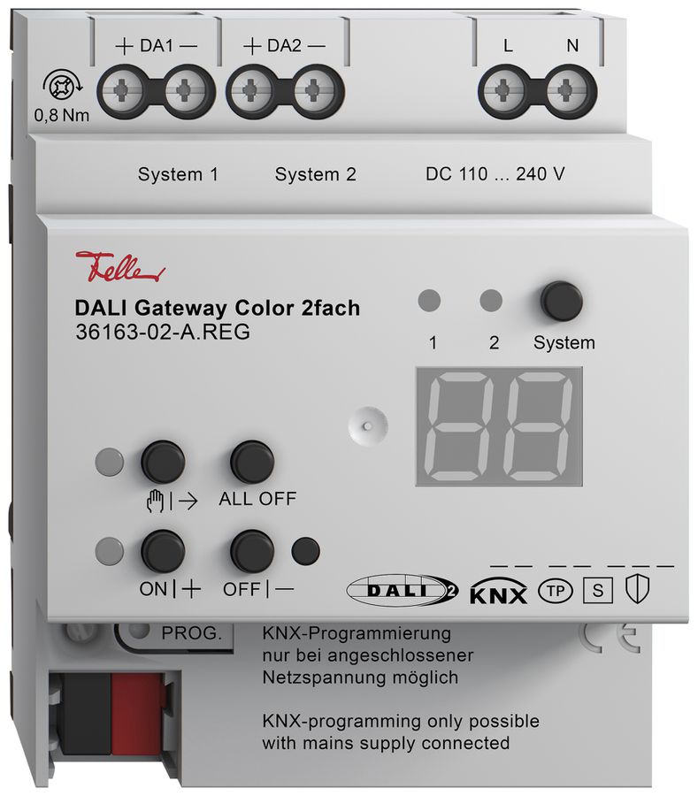 DALI-Gateway Feller KNX Data Secure Schnittstelle Ethernet 4TE 2 Kanäle IP20