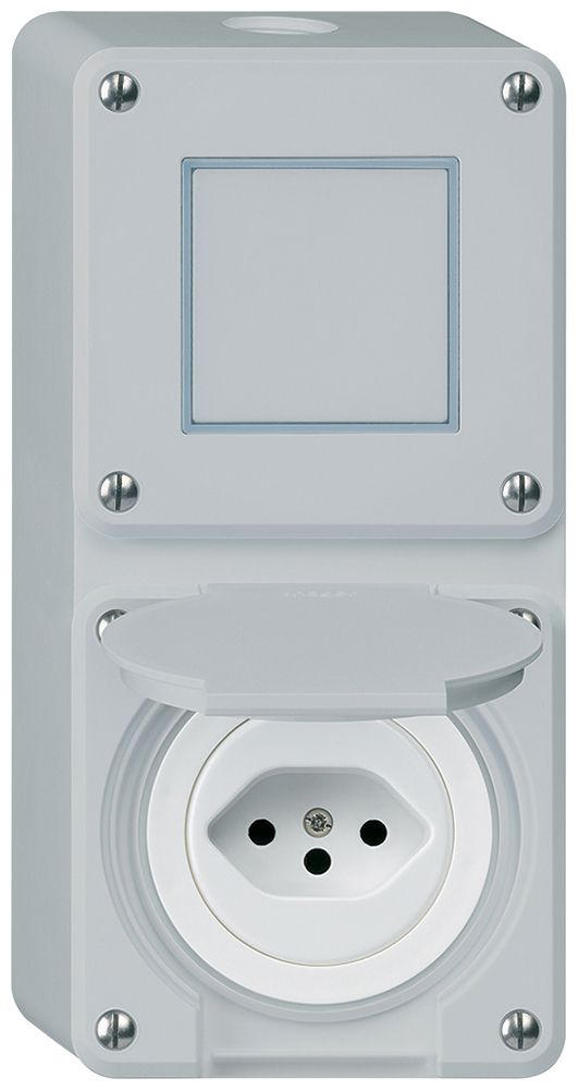 AP-Kombination Hager robusto I-I vertikal 3/1L+Typ 13, grau