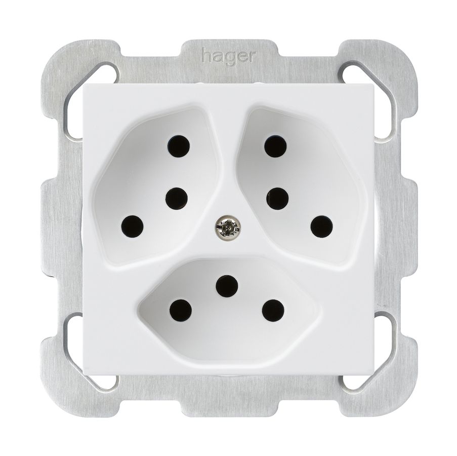 Prise ENC kallysto 3×T13 blanc avec plaque de fixation