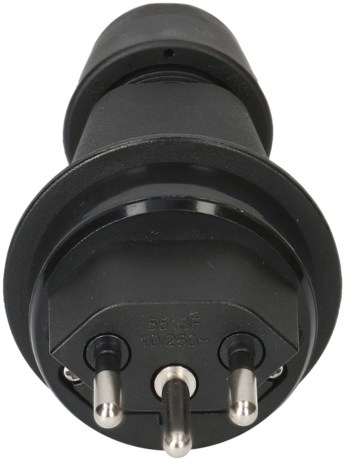 Stecker Typ 13 MAX HAURI 10A 250V mit Sicherung Ø5×20mm IP55 schwarz