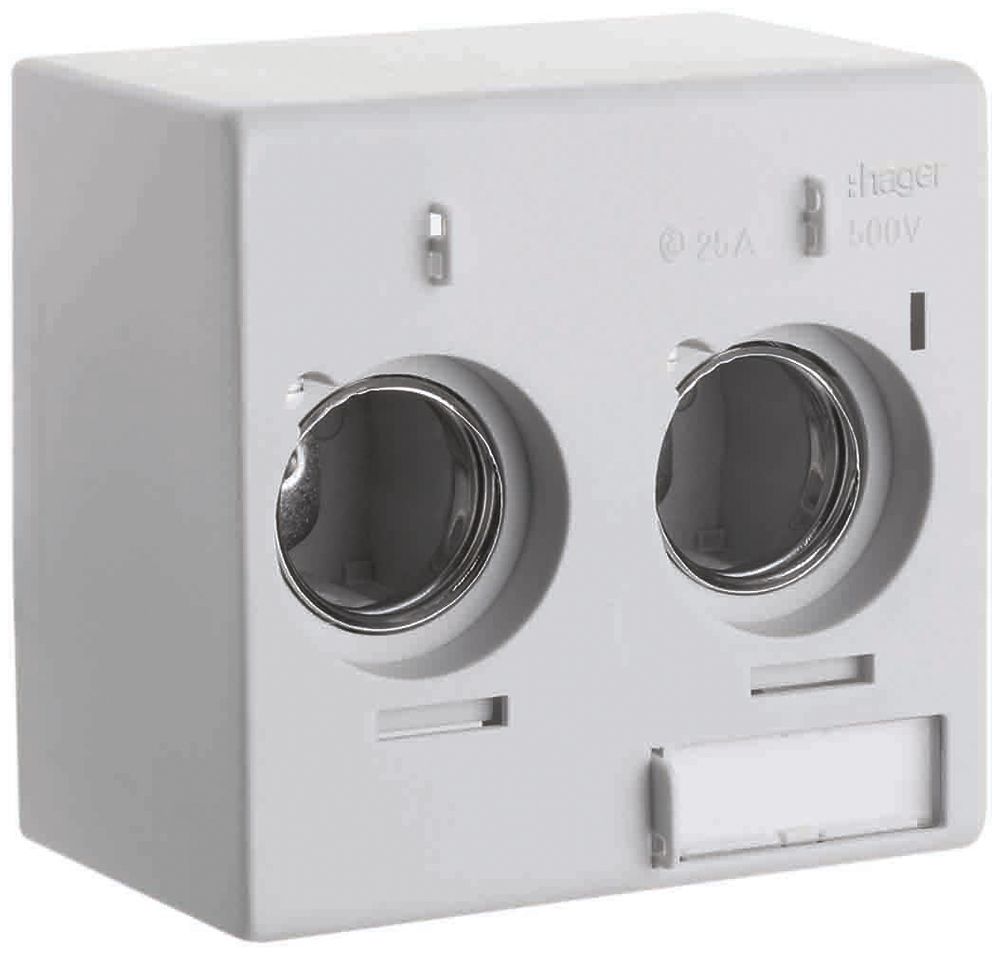 AP-Sicherungselement weber.uniline 2×25A DIN2 mit Abdeckhaube