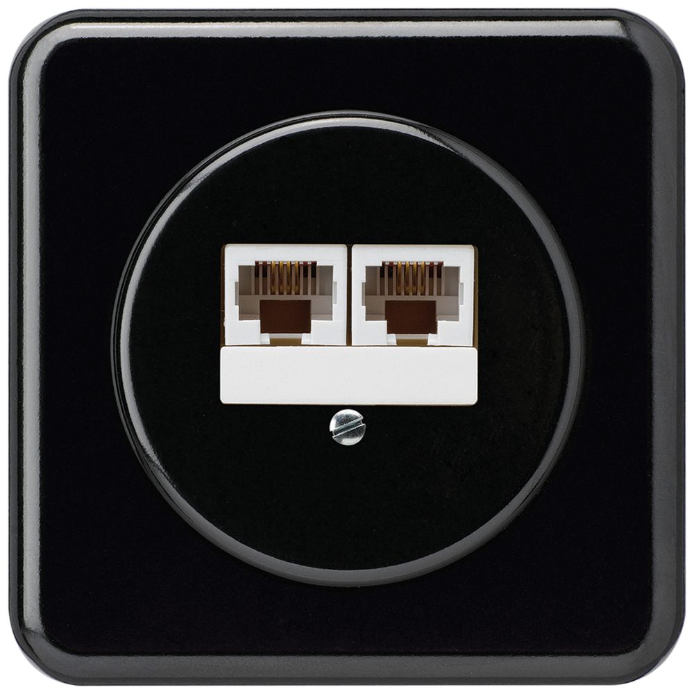 UP-Anschlussdose basico 2×RJ45u getrennt schwarz