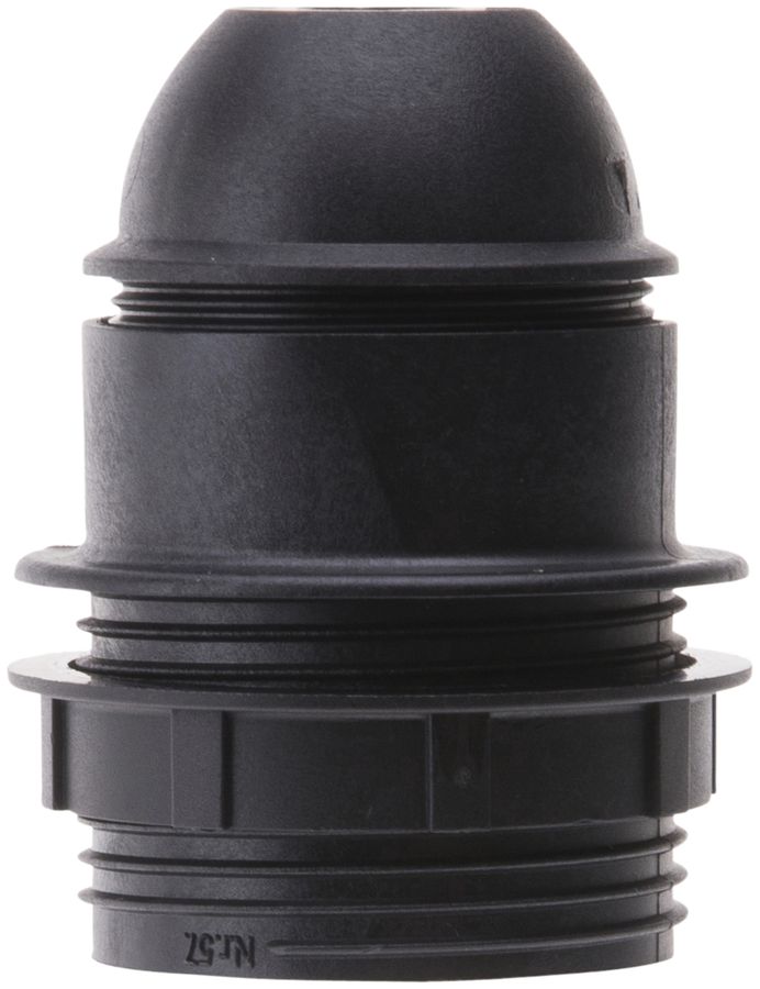 Fassung E27 Kunststoff schwarz mit Randmantel, 190°C, Vossloh