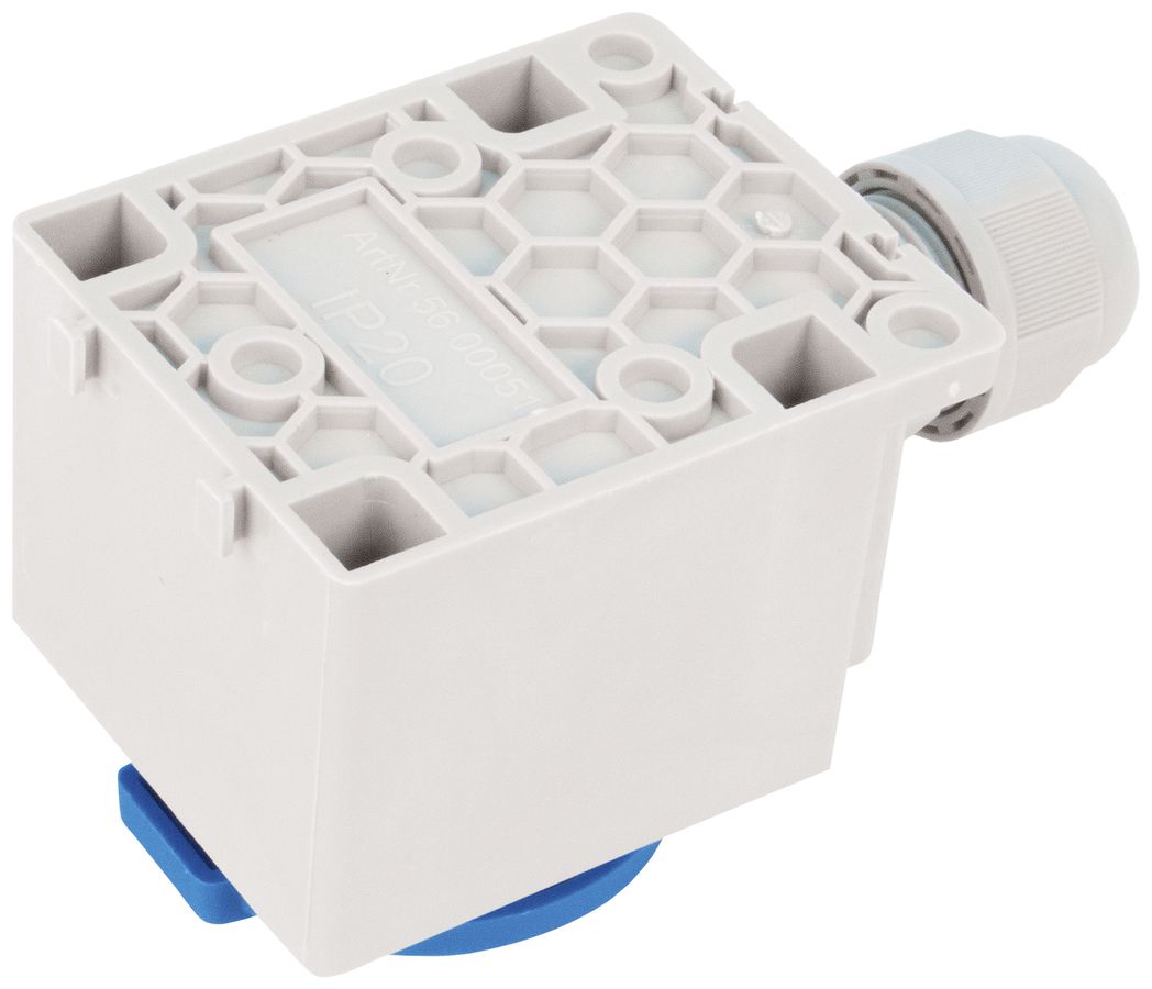 Prise AP Steffen 1×T23 1P 16A 250V IP20 couvercle bleu, blanc