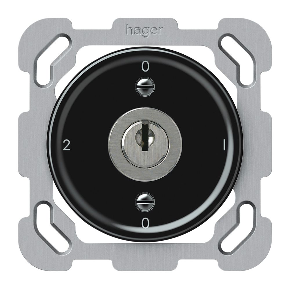 UP-Schlüsselschalter origin Umschalter 2/1L 16A 250V 0-1-0-2 77×77mm schwarz