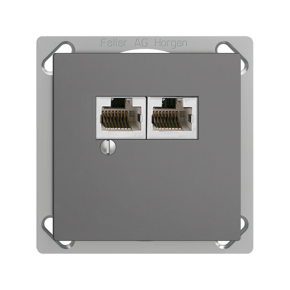 Boîte INC 2×RJ45/s 4P sép.gris foncé EDIZIOdue R&M swissline