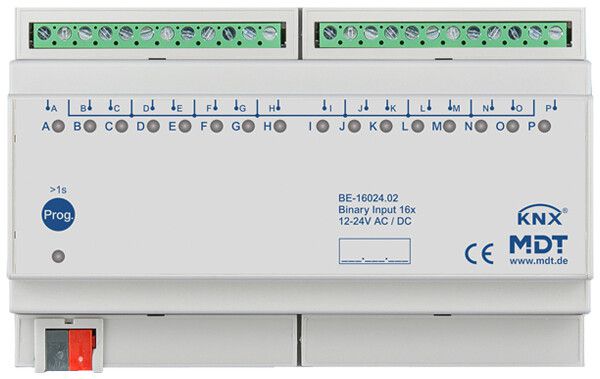 REG-Binäreingang KNX MDT BE-16024.02 16-Kan 12…24VUC 8TE