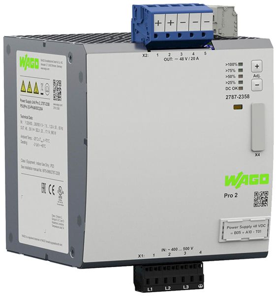 EB-Stromversorgung WAGO Pro 2 340…550V 480…780V 48…56V 20A 960W 7TE