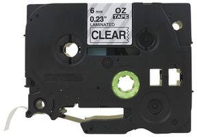 Schriftbandkassette kompatibel zu OZE-111, 6mm×8m, transparent-schwarz