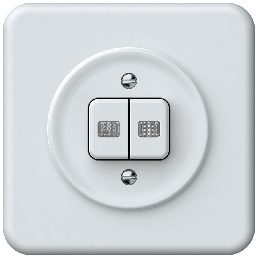 Poussoir lumineux ENC origin 2×touches 2×lum.2CO 1P 0<1 10A 230V 92×92mm blanc