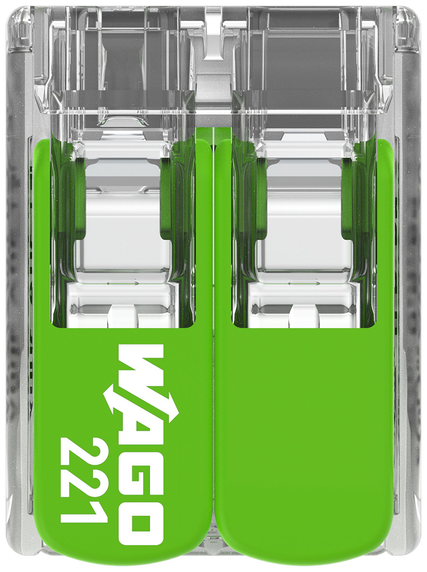 Morsetto di connessione WAGO Green Range 2L 0.5…6mm² con leva ve trasparente