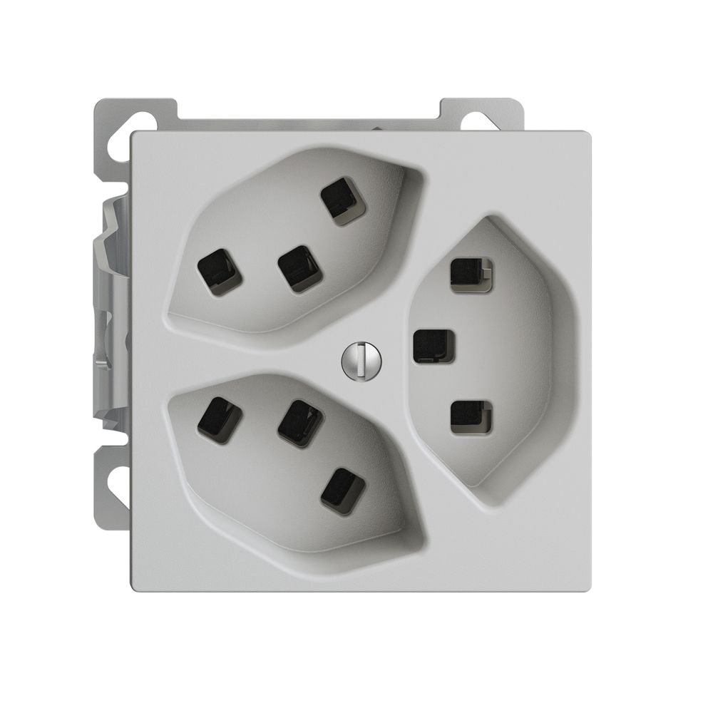 AP-Steckdose EDIZIOdue 3×T23 Kombi-Einsatz hellgrau