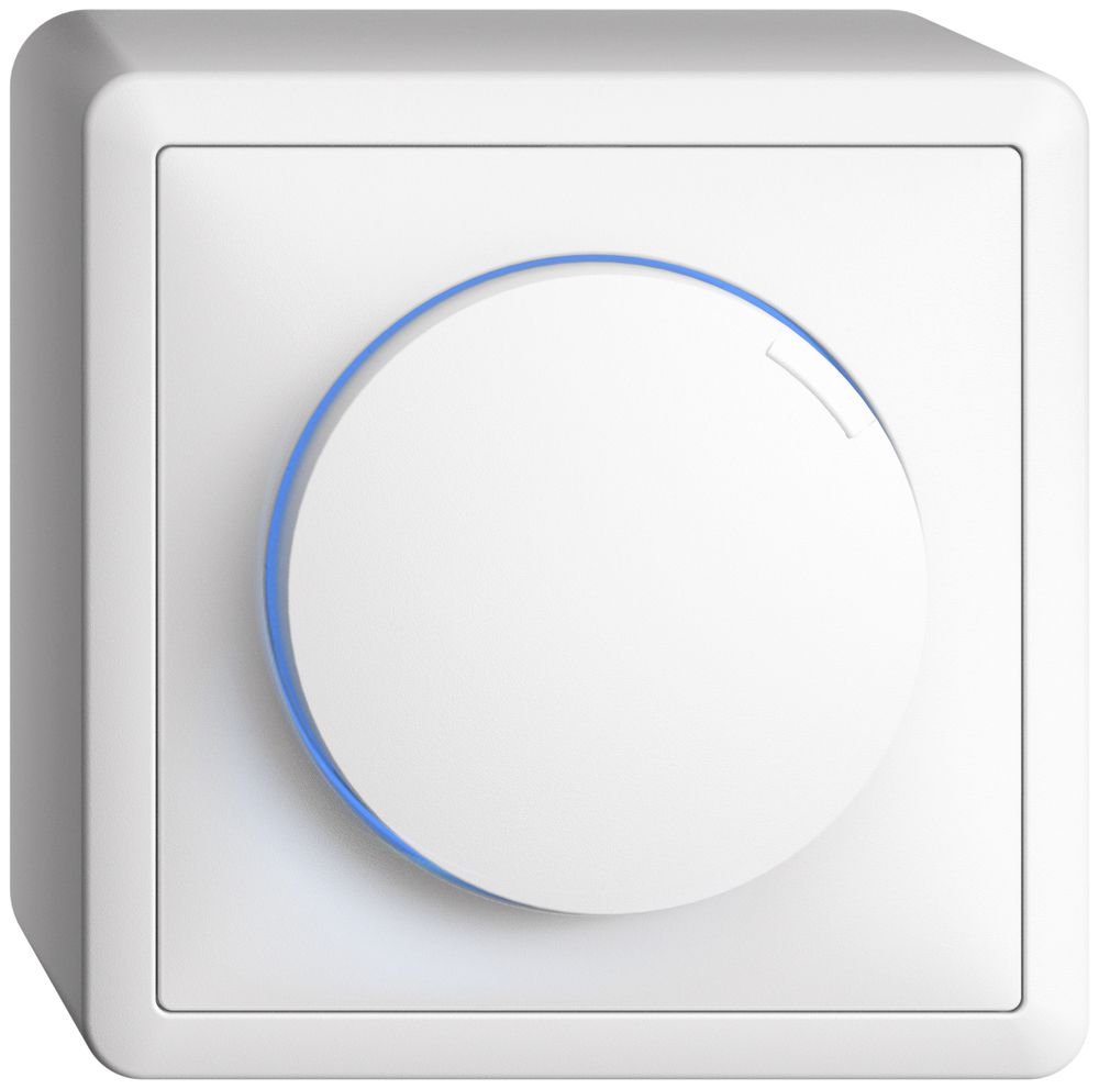 AP-Drehdimmer EDIZIOdue 20…600W beleuchtbar Phasenabschnitt weiss