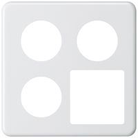 UP-Abdeckplatte basico 2×2 3×Ø43mm+Ausschnitt 58×58mm weiss