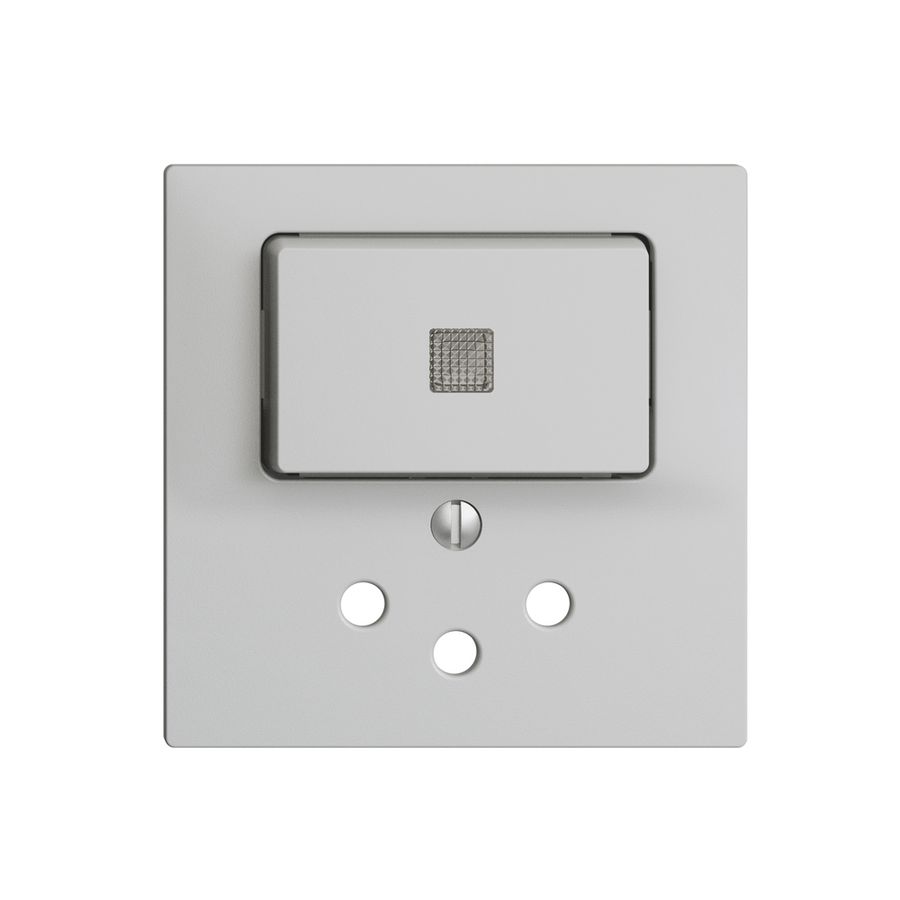 Frontset 60×60mm EDIZIOdue hellgrau T12 mit Linse, mit Kinderschutz