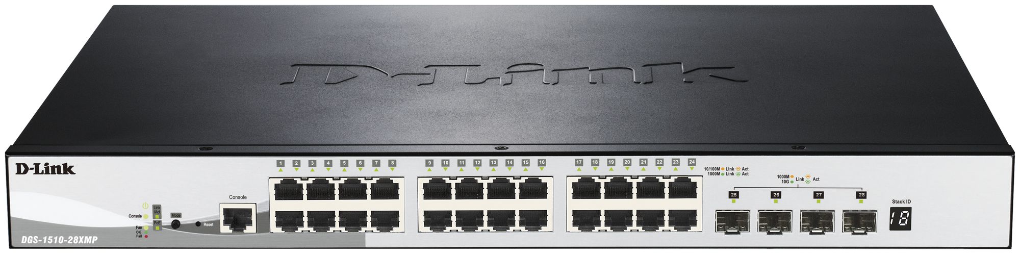 Switch D-Link DGS-1510-28XMP/E, 28-Port smart managed Layer2/3 Gigabit PoE+